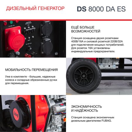 FUBAG Дизельный генератор (трехфазный) с электростартером и коннектором автоматики DS 8000 DA ES в Архангельске фото