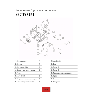 Комплект колес и ручек для генераторов FUBAG в Архангельске фото
