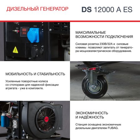 FUBAG Дизельный генератор с электростартером и коннектором автоматики DS 12000 A ES в Архангельске фото