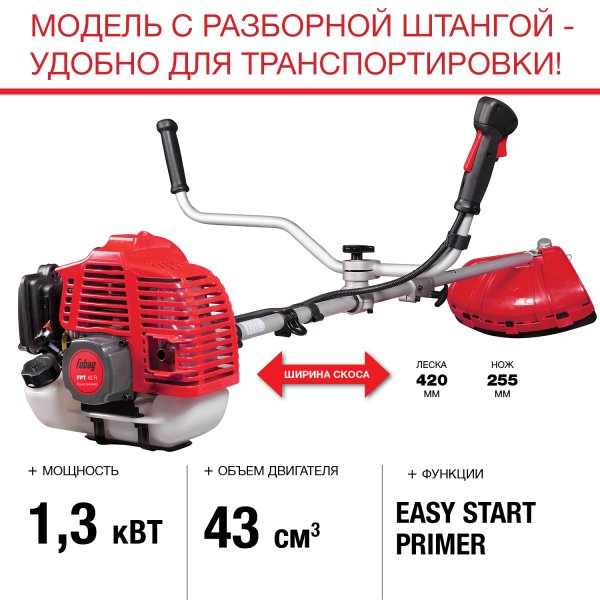 FUBAG Бензиновый триммер FPT 43R + Триммерная леска  сечение витой квадрат L 130 м * 2.4 мм в ПОДАРОК в Архангельске фото